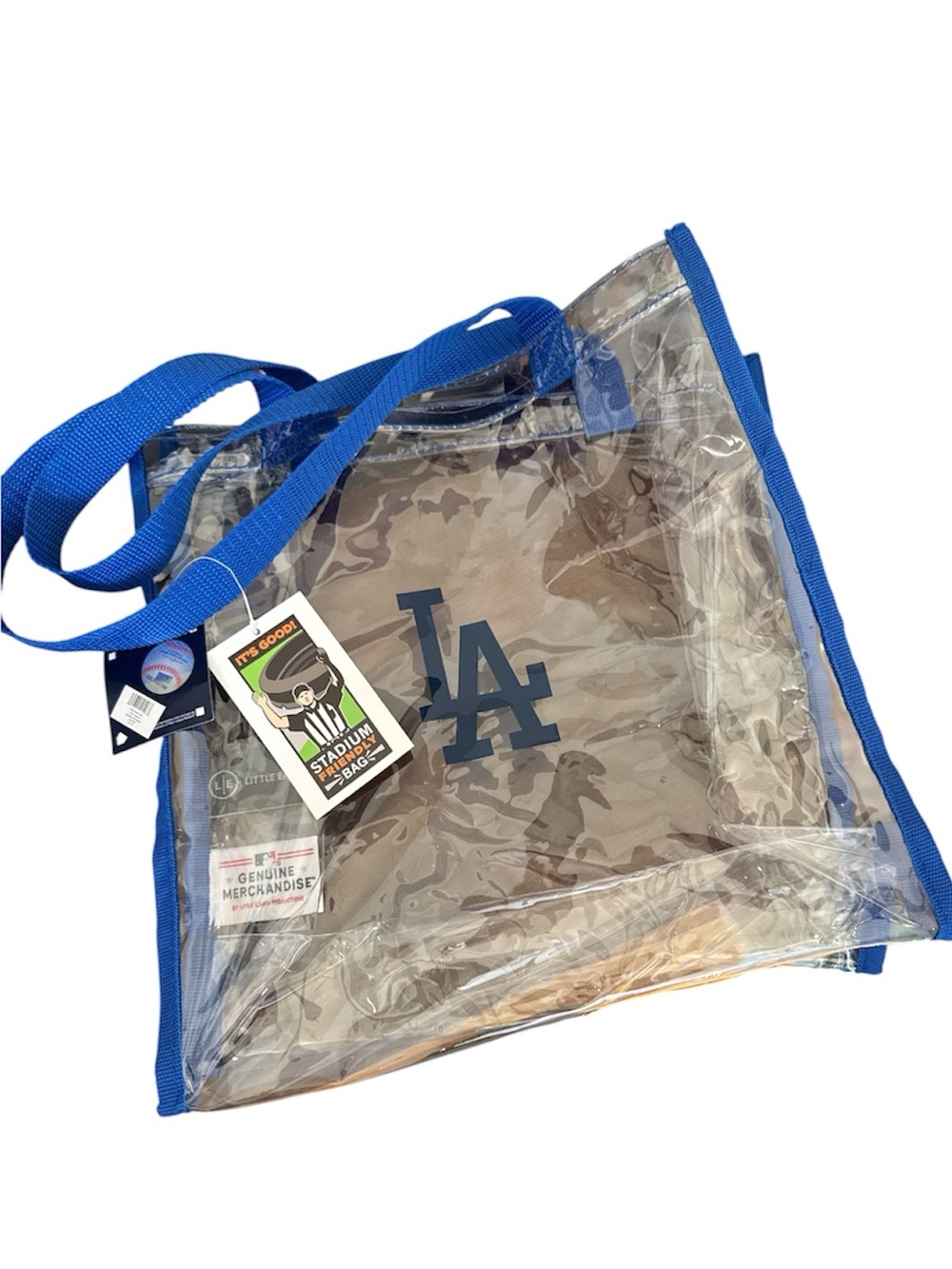 LA Dodgers Genuine Merchandise Stadium Friendly Clear PVC Tote Bag Royal Blue
